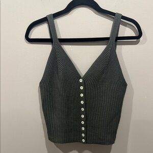 Blushe Charcoal Ribbed Knit Button-Up Camisole- NWOT